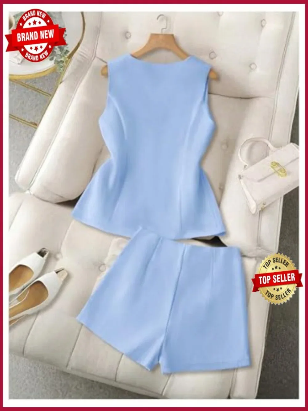 Women's Sleeveless Lace Up Vest and Skort Matching Set